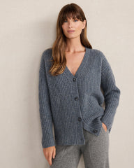 STORM|SOFT LILAC MARLED CASHMERE CARDIGAN | Talbots US