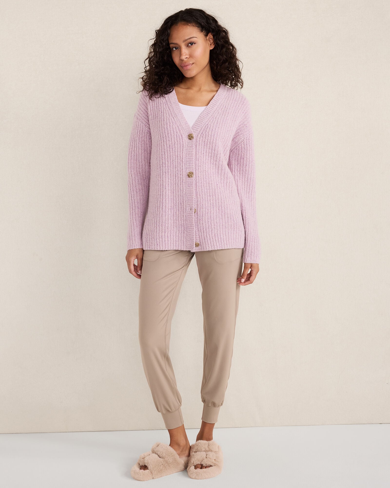 STORM|SOFT LILAC MARLED CASHMERE CARDIGAN | Talbots US