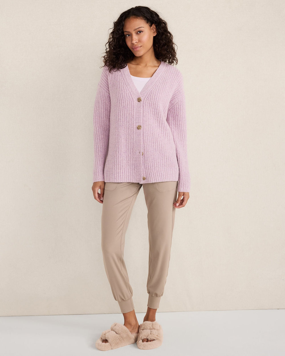 STORM|SOFT LILAC MARLED CASHMERE CARDIGAN | Talbots US