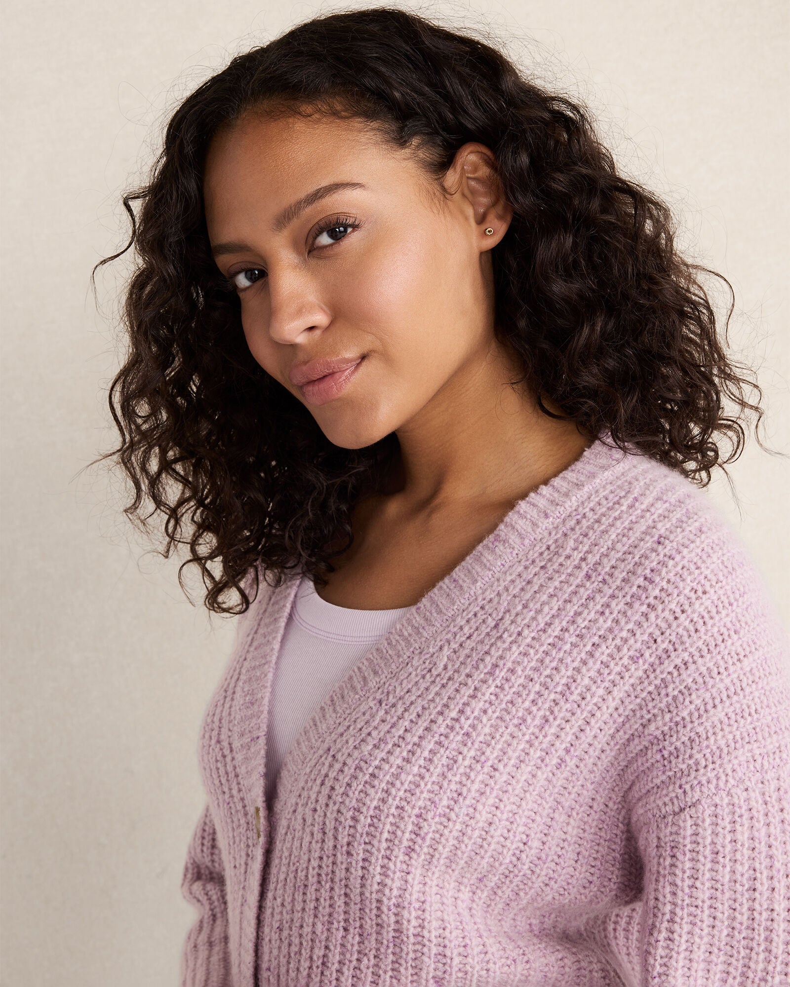 STORM|SOFT LILAC MARLED CASHMERE CARDIGAN | Talbots on sale