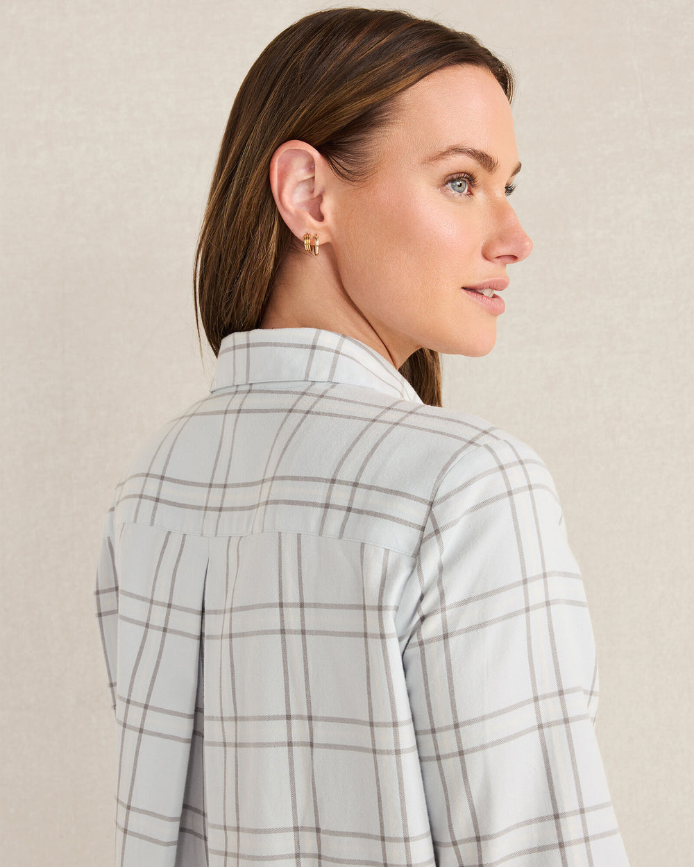 GLACIER FROST WINDOWPANE LIGHTWEIGHT FLANNEL WINDOWPANE PAJAMA TOP | Talbots outlet