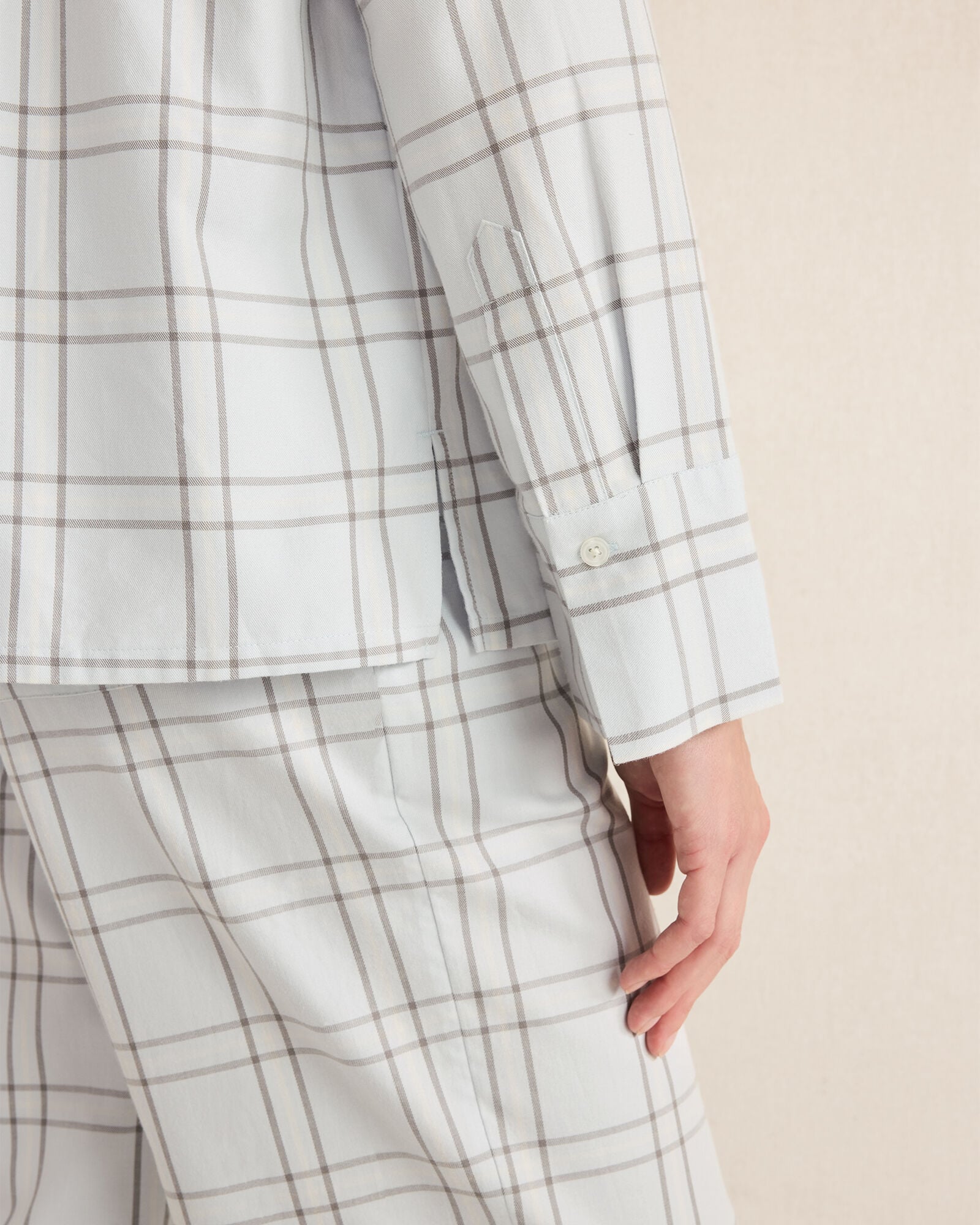 GLACIER FROST WINDOWPANE LIGHTWEIGHT FLANNEL WINDOWPANE PAJAMA TOP | Talbots outlet