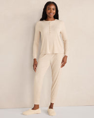 FAWN HEATHER|NIGHTENGALE|NIGHTFALL DRAPEY RIB KNIT HENLEY | Talbots outlet