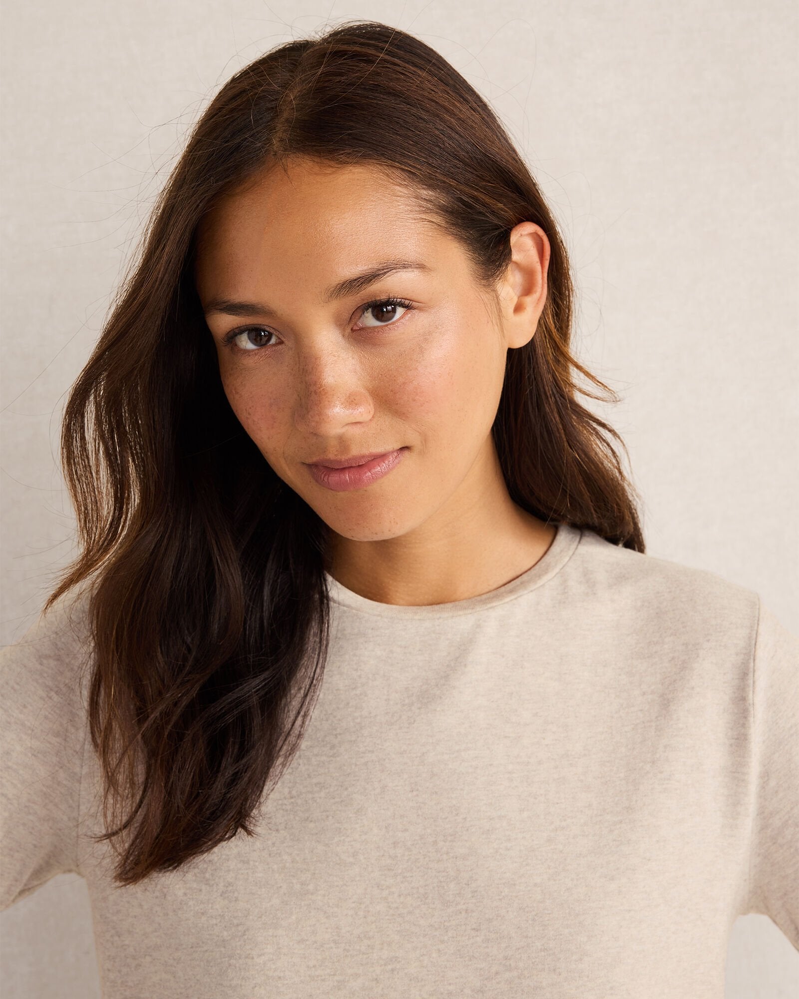 FROST HTHR|GLACIER FROST|OYSTER SHELL HTHR COTTON MODAL BRUSHED JERSEY CREWNECK | Talbots online