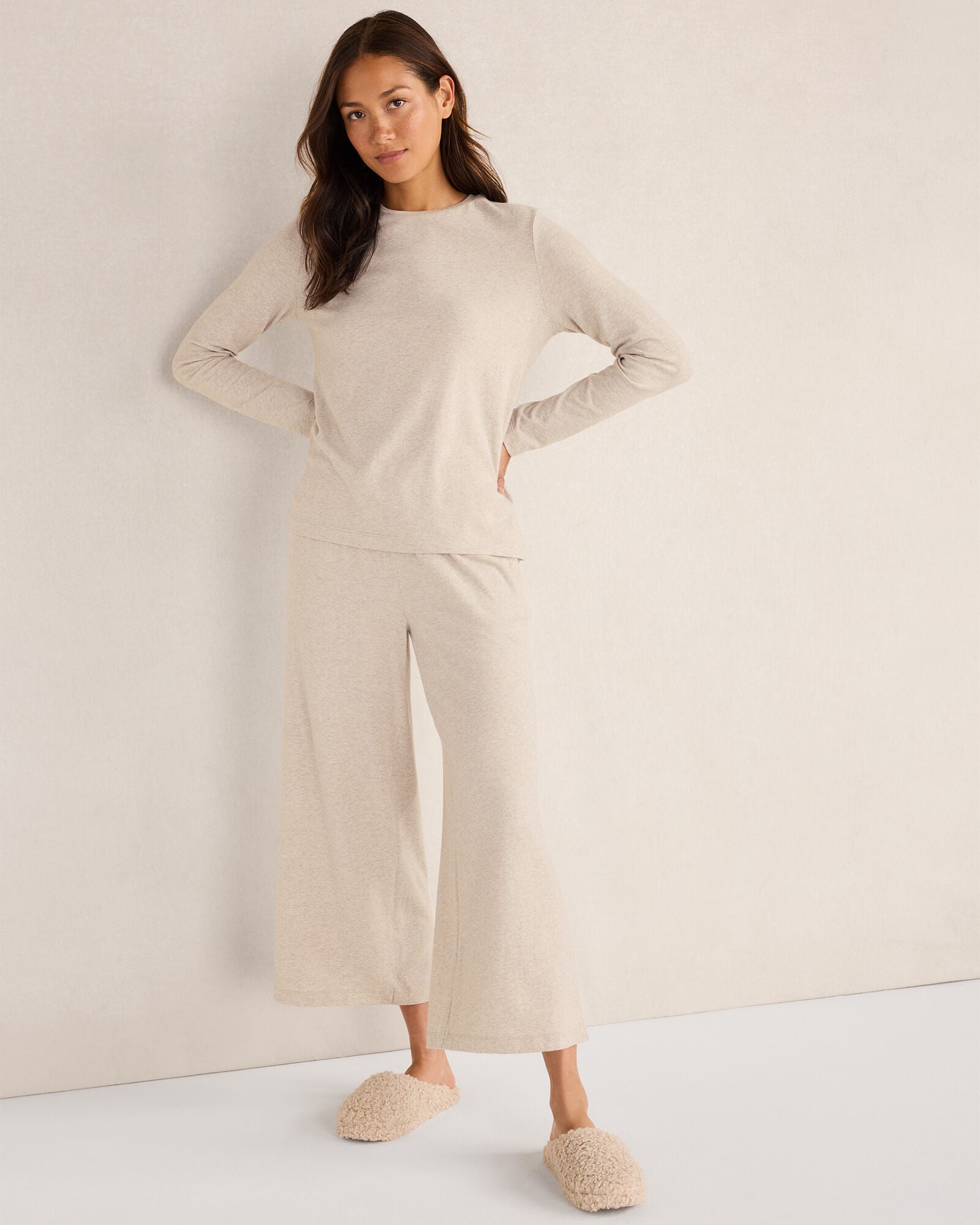 FROST HTHR|GLACIER FROST|OYSTER SHELL HTHR COTTON MODAL BRUSHED JERSEY CREWNECK | Talbots online