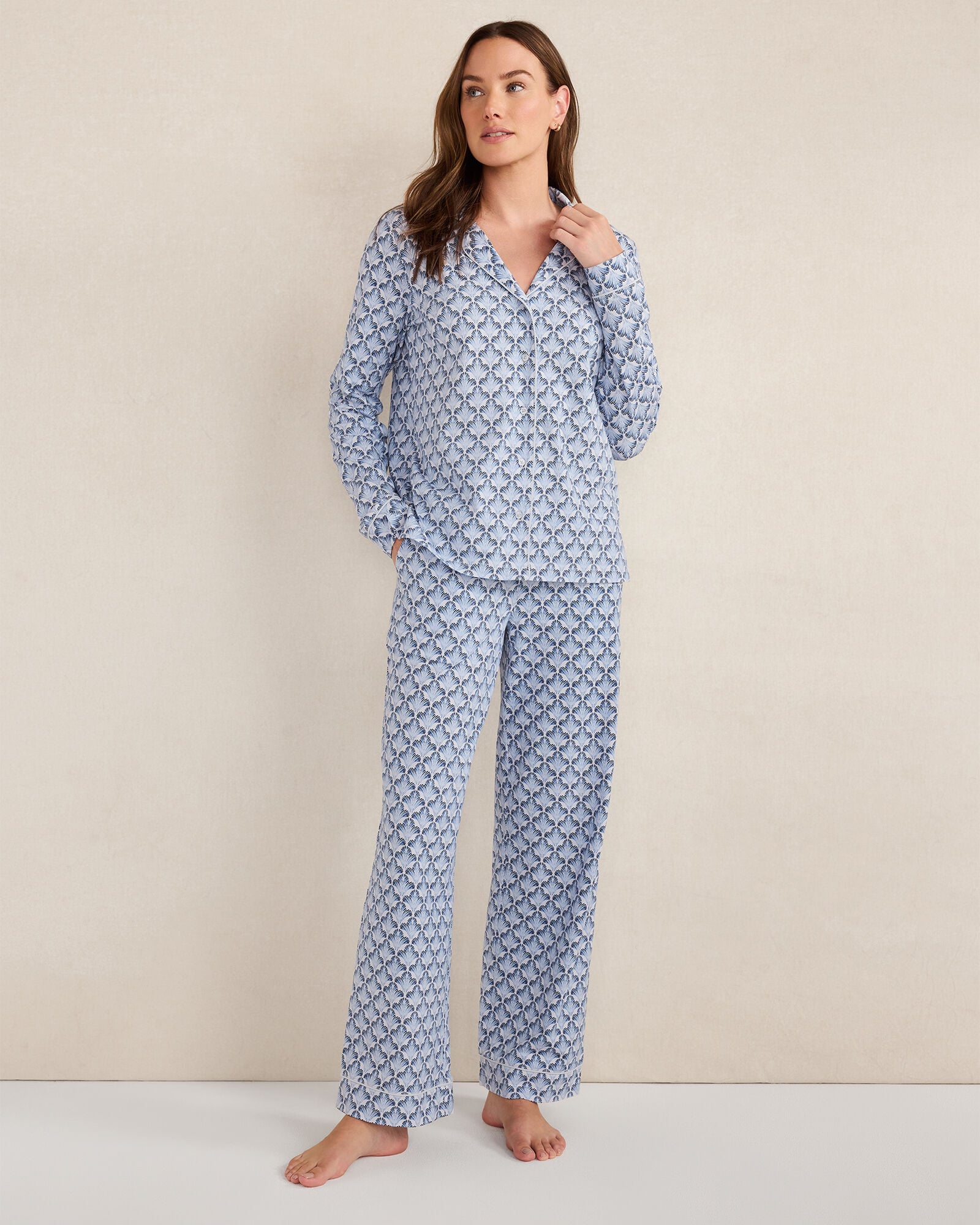 GLACIER FROST SEASHELL ORGANIC COTTON JERSEY SEASHELL SLEEP SET | Talbots for sale