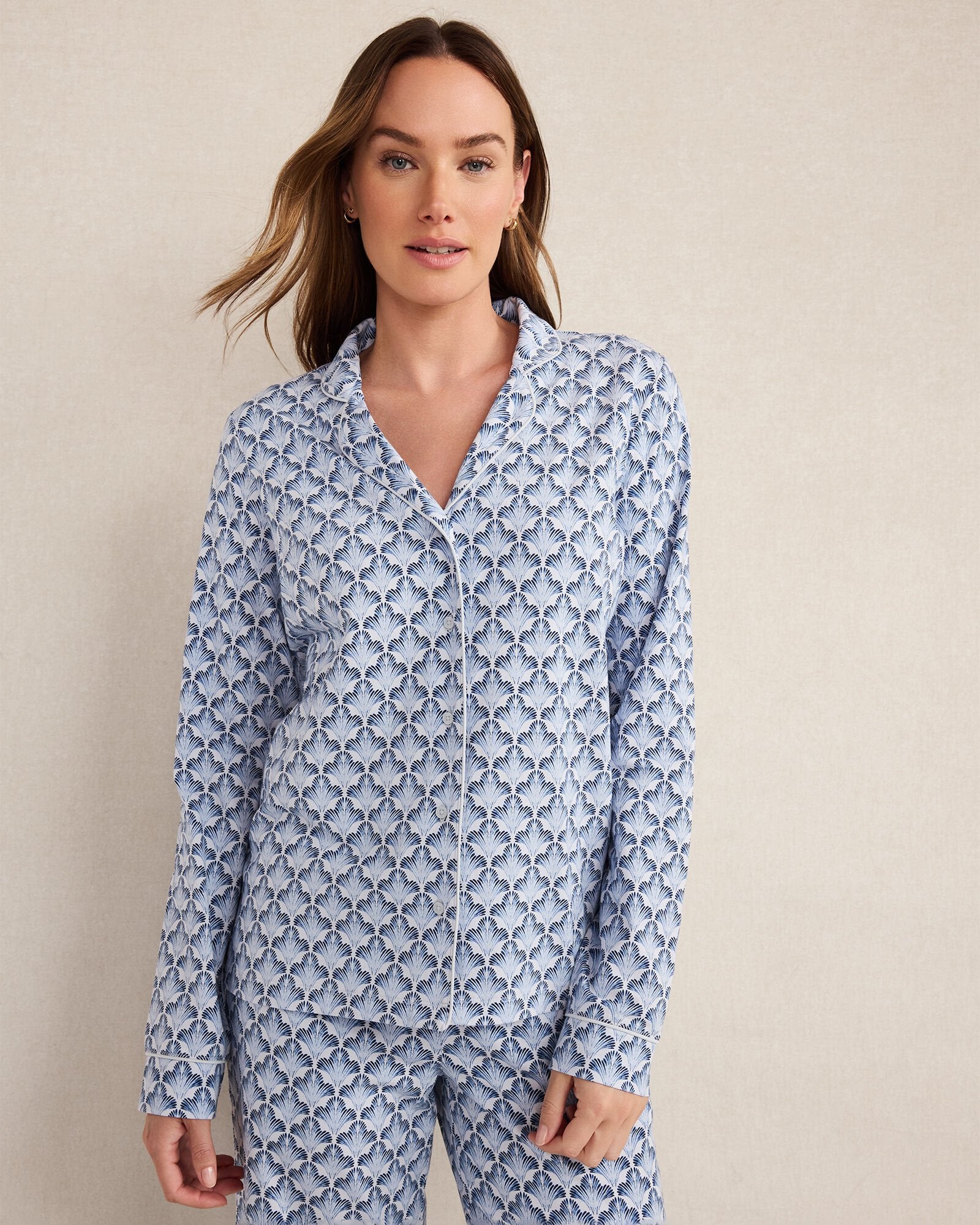 GLACIER FROST SEASHELL ORGANIC COTTON JERSEY SEASHELL SLEEP SET | Talbots for sale