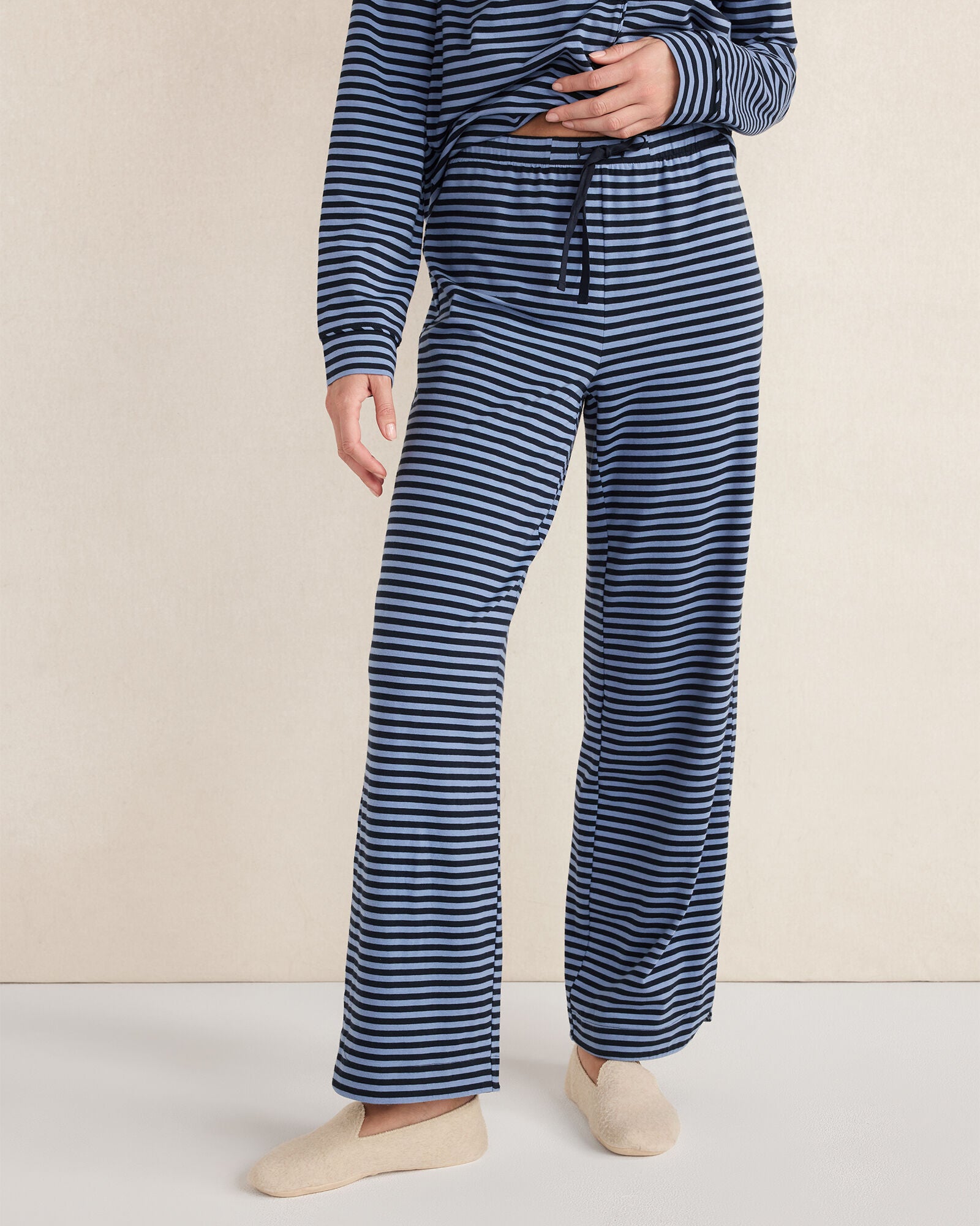 NIGHTFALL/LAKE STRIPE ORGANIC COTTON JERSEY BOLD STRIPE SLEEP SET | Talbots sale