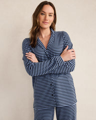 NIGHTFALL/LAKE STRIPE ORGANIC COTTON JERSEY BOLD STRIPE SLEEP SET | Talbots sale