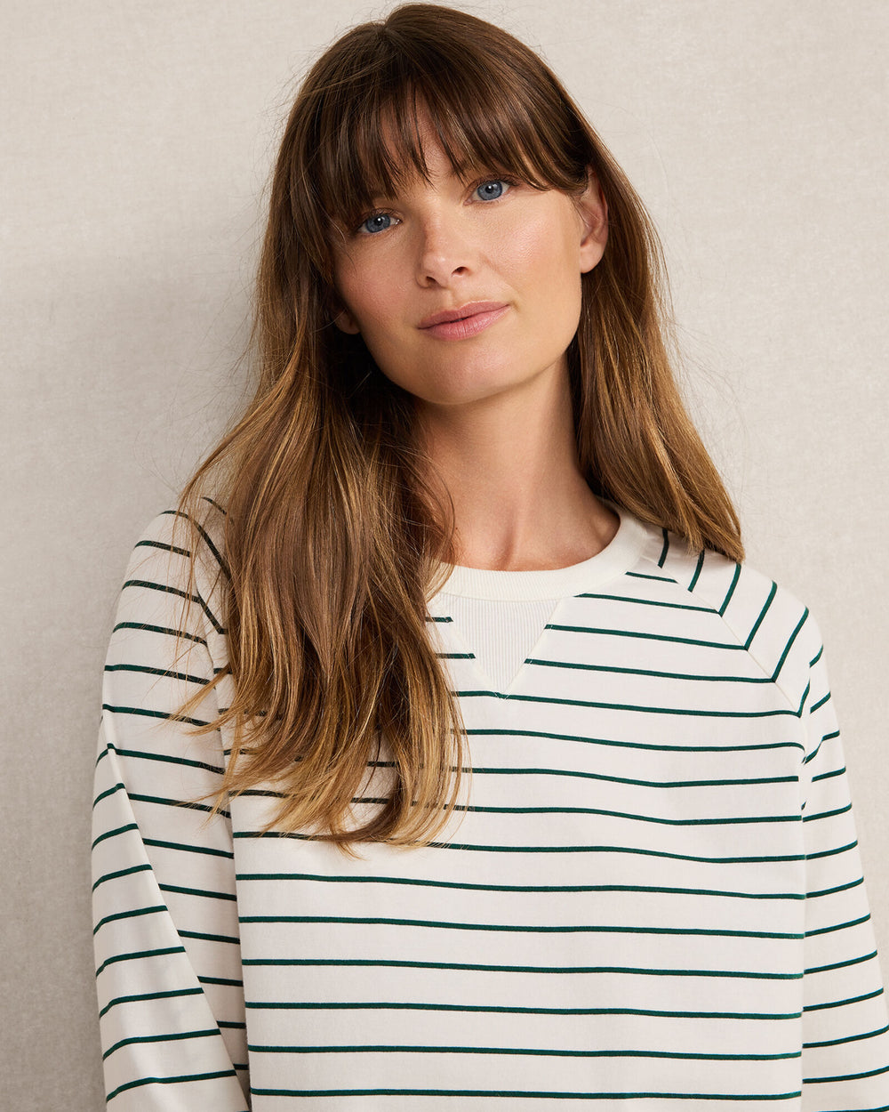 IVORY/HUNTER STRIPE ORGANIC COTTON JERSEY STRIPE BASEBALL TEE | Talbots on sale