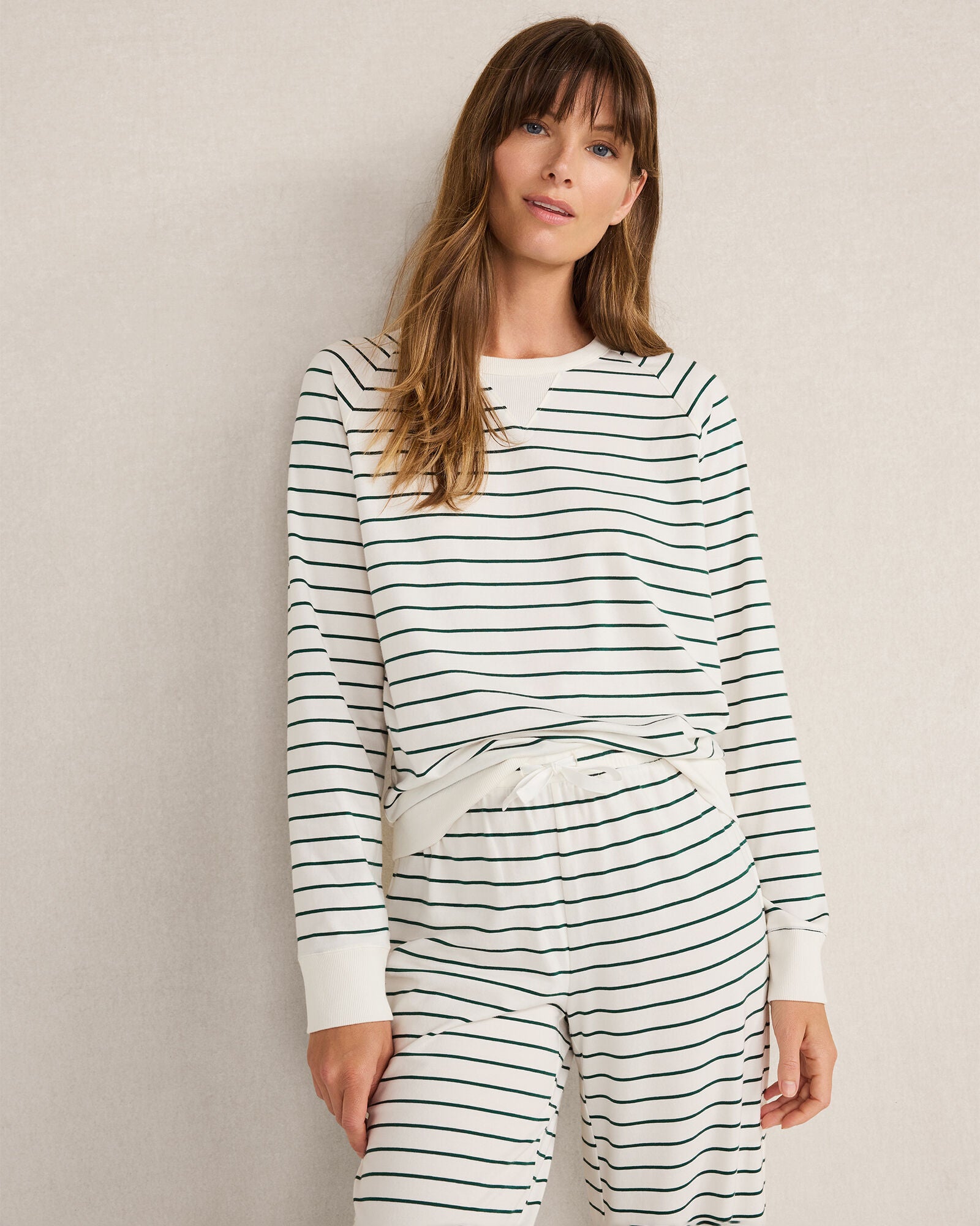 IVORY/HUNTER STRIPE ORGANIC COTTON JERSEY STRIPE BASEBALL TEE | Talbots on sale
