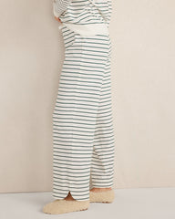 IVORY/HUNTER STRIPE ORGANIC COTTON JERSEY STRIPE PANTS | Talbots outlet