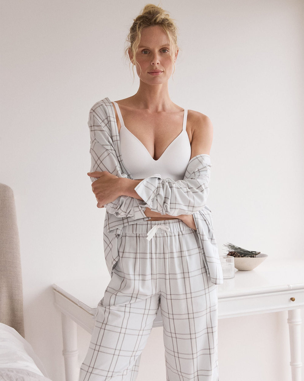 GLACIER FROST WINDOWPANE LIGHTWEIGHT FLANNEL WINDOWPANE PAJAMA PANTS | Talbots sale