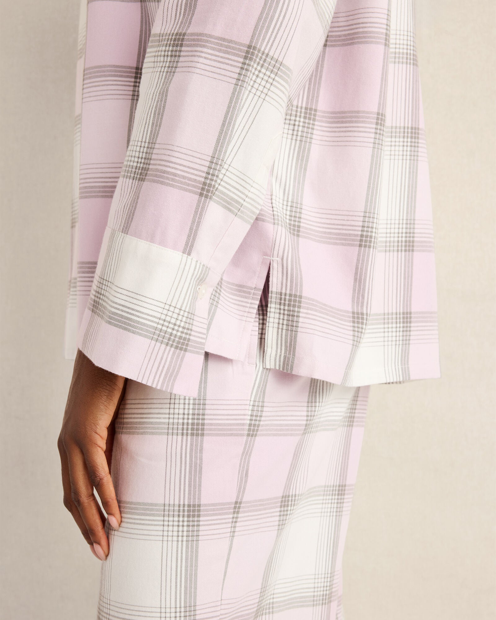 LILAC FROST FIREPLACE PLD LIGHTWEIGHT FLANNEL FROSTED PLAID PAJAMA TOP | Talbots discount