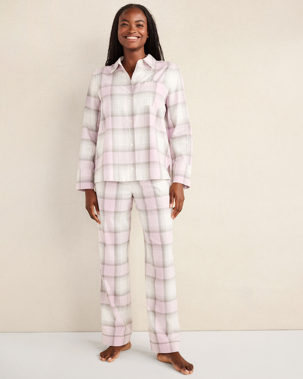 LILAC FROST FIREPLACE PLD LIGHTWEIGHT FLANNEL FROSTED PLAID PAJAMA PANTS | Talbots outlet