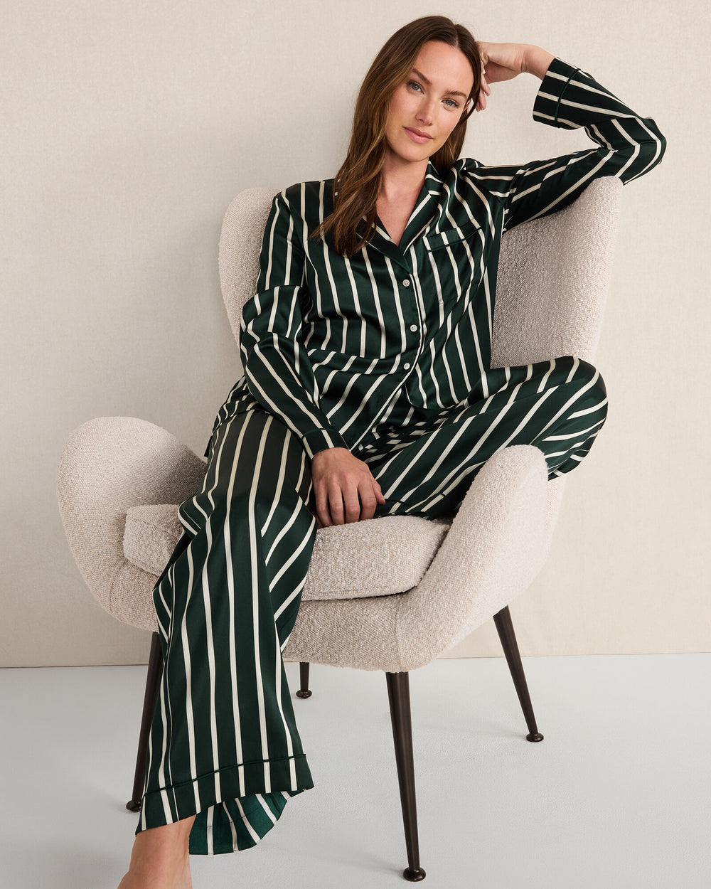 HUNTER MULTI PINSTRIPE WASHABLE SILK PINSTRIPE PAJAMA TOP | Talbots for sale