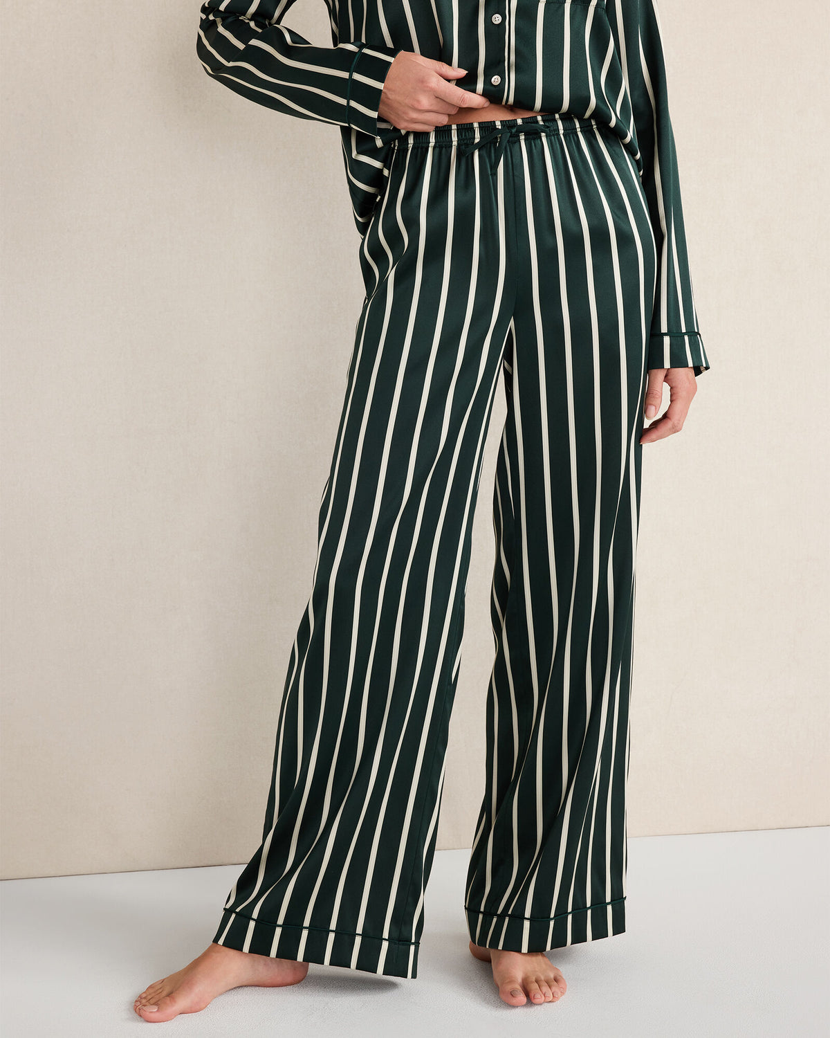 HUNTER MULTI PINSTRIPE WASHABLE SILK PINSTRIPE PAJAMA PANTS | Talbots US