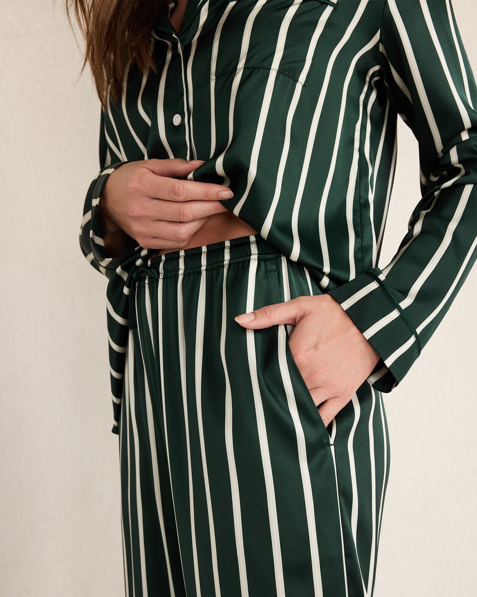 HUNTER MULTI PINSTRIPE WASHABLE SILK PINSTRIPE PAJAMA PANTS | Talbots US