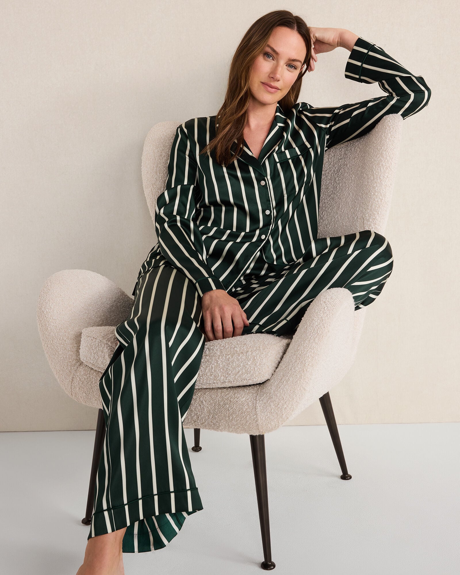 HUNTER MULTI PINSTRIPE WASHABLE SILK PINSTRIPE PAJAMA PANTS | Talbots US