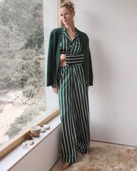 HUNTER MULTI PINSTRIPE WASHABLE SILK PINSTRIPE PAJAMA PANTS | Talbots US