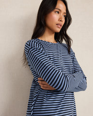 NIGHTFALL/LAKE STRIPE ORGANIC COTTON JERSEY BOLD STRIPE SLEEP DRESS | Talbots online