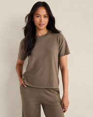 PURE TAUPE HTHR|SLATE BROWN RELAXED JERSEY TEE | Talbots US