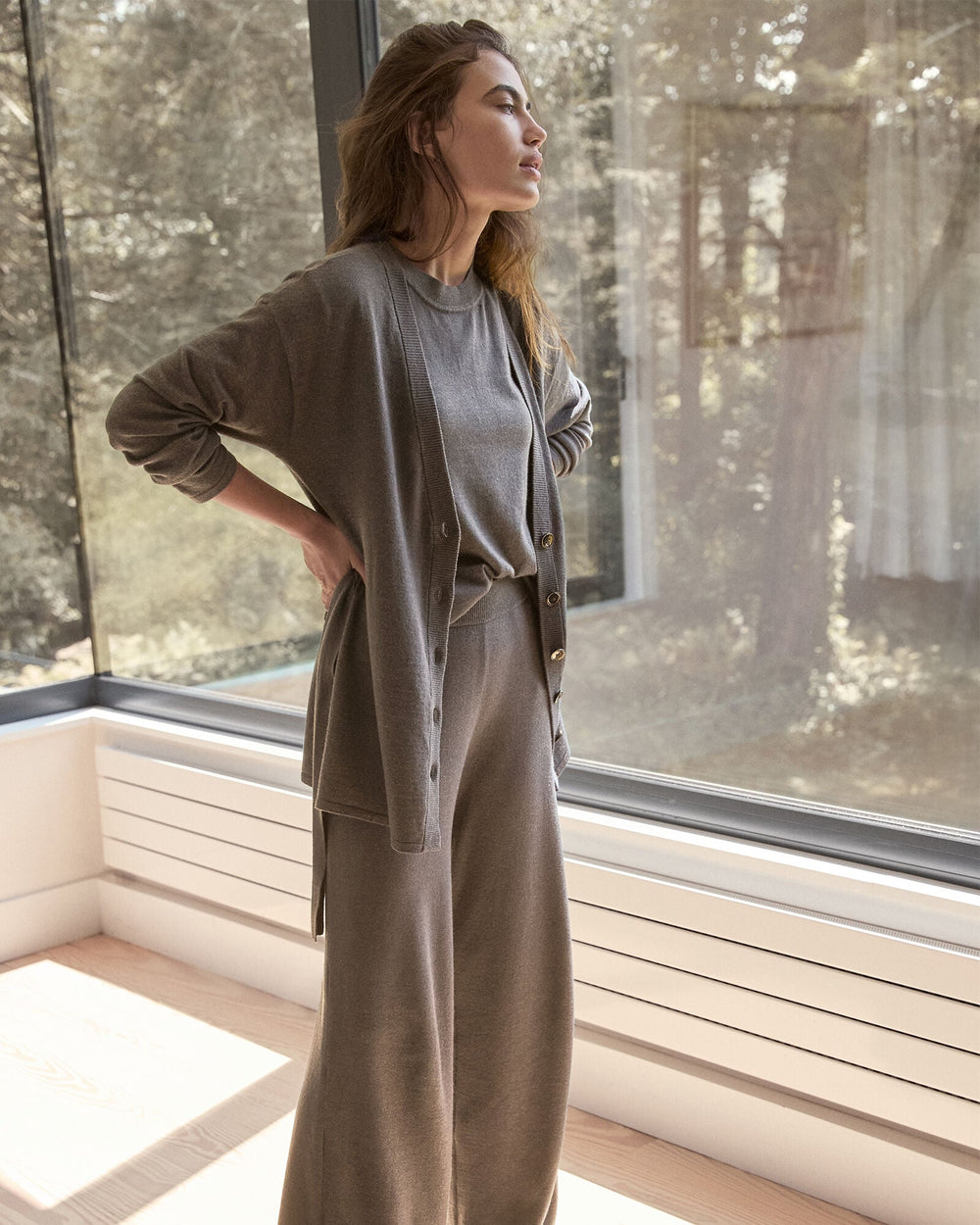 PURE TAUPE HTHR|SLATE BROWN RELAXED JERSEY TEE | Talbots US