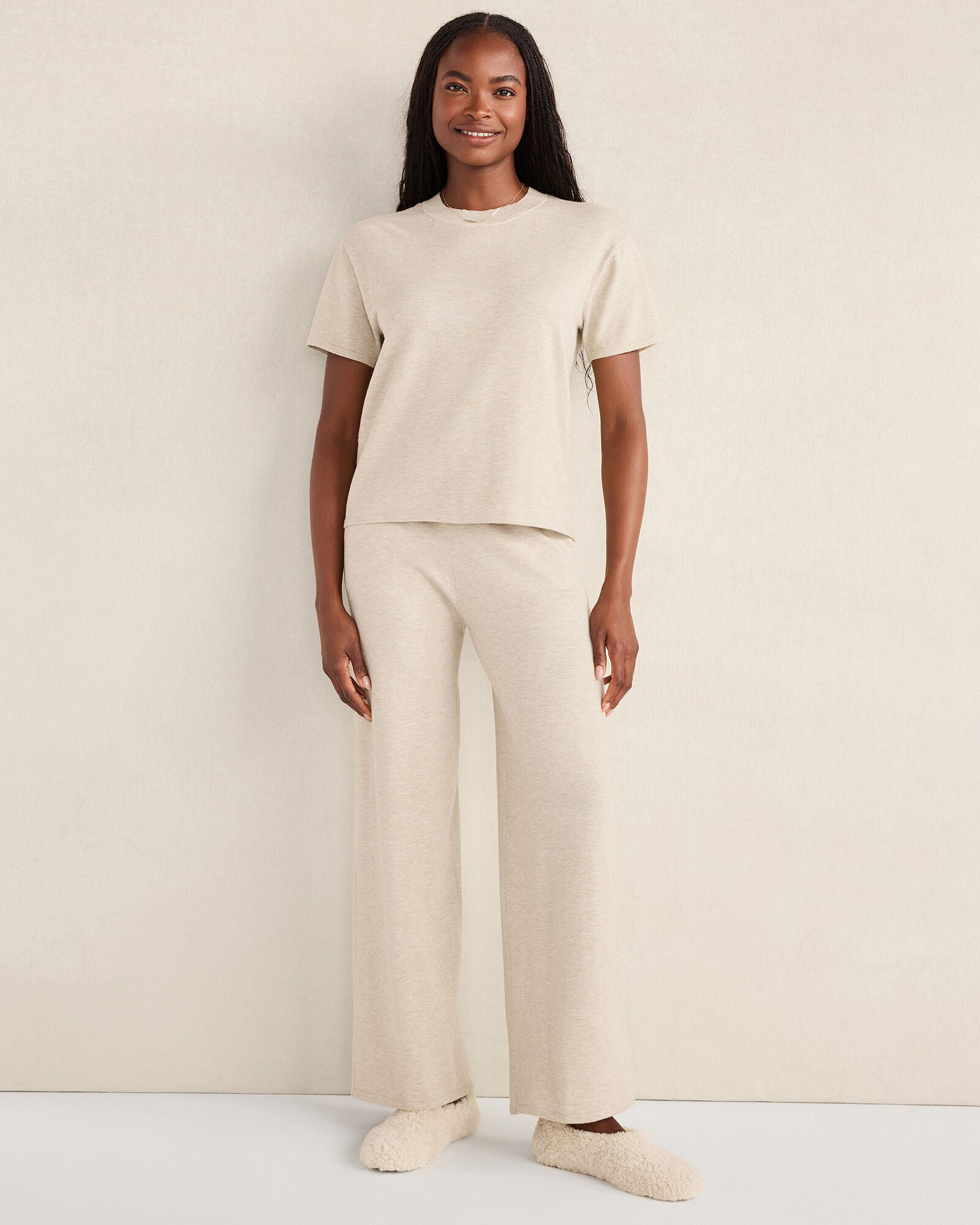 PURE TAUPE HTHR|SLATE BROWN RELAXED JERSEY TEE | Talbots US