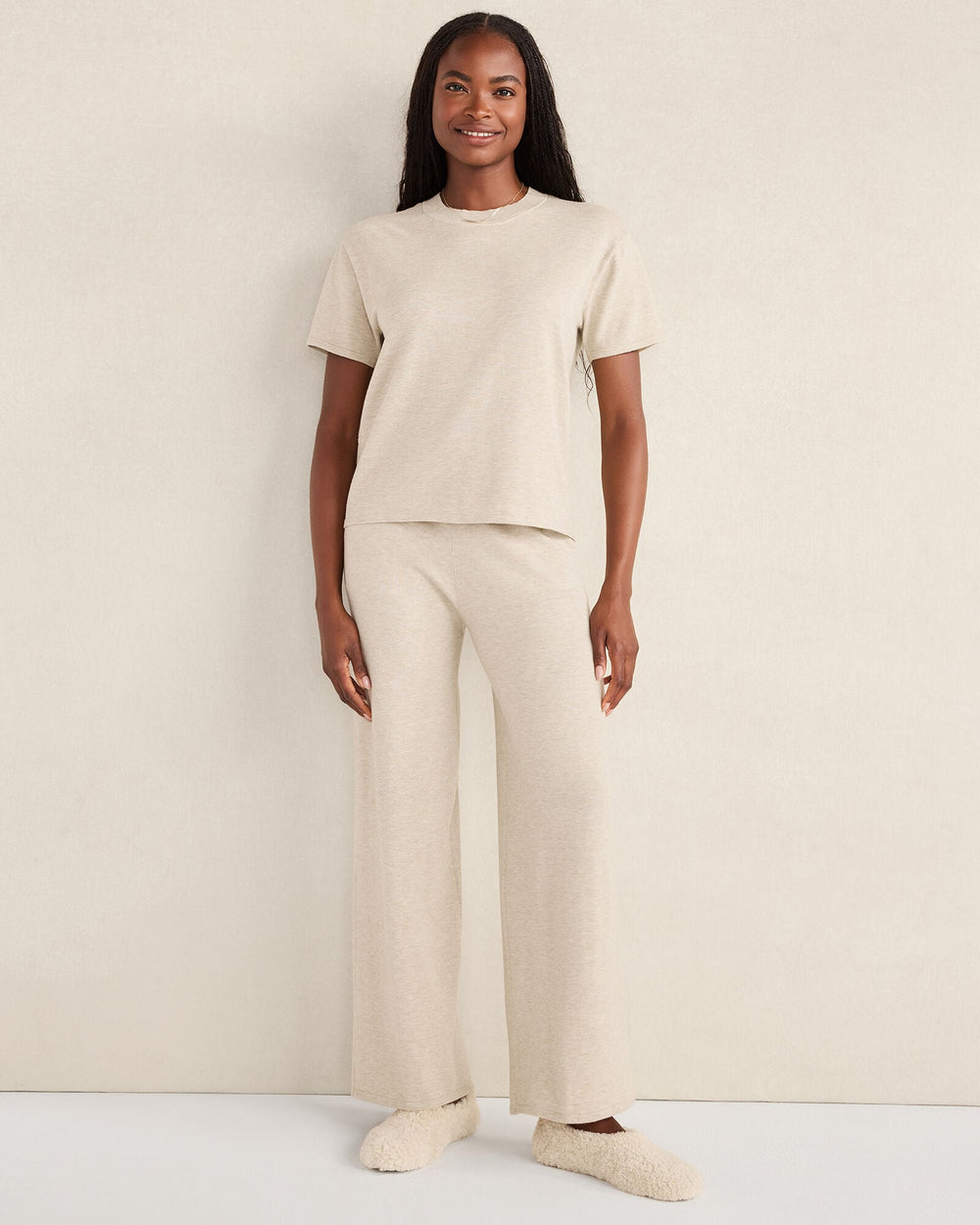 PURE TAUPE HTHR|SLATE BROWN RELAXED JERSEY TEE | Talbots US