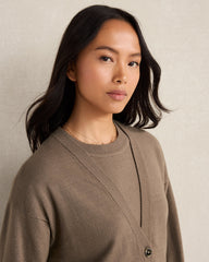 PURE TAUPE HTHR|SLATE BROWN RELAXED JERSEY CARDIGAN | Talbots online