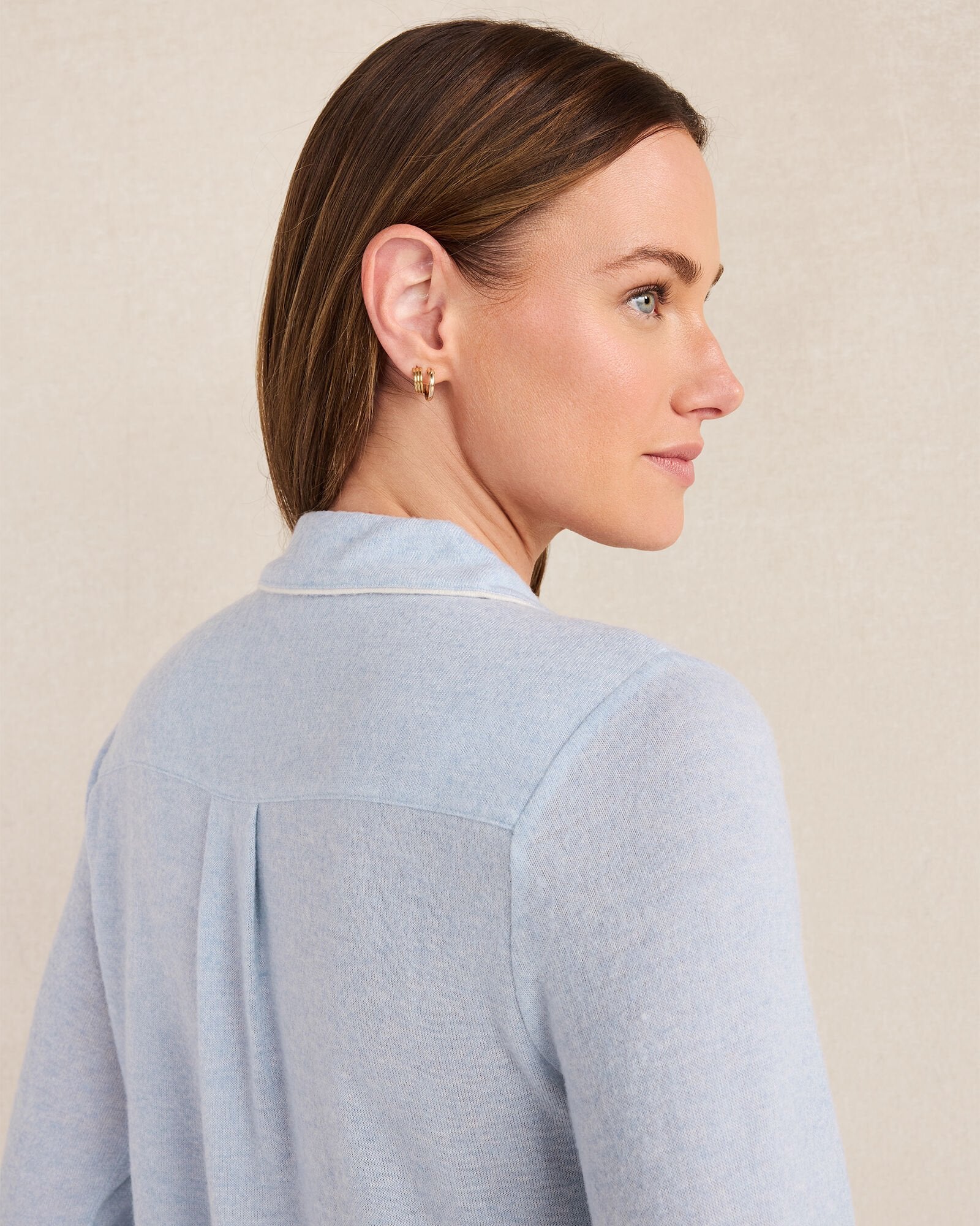 FROST HTHR|WAVE MARLED KNIT PAJAMA TOP | Talbots for sale
