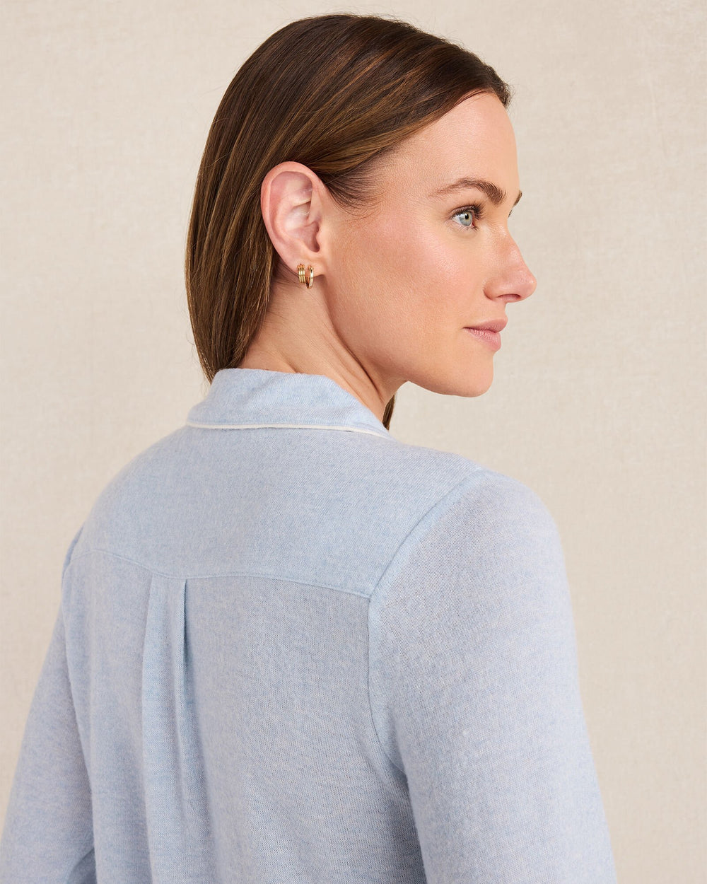 FROST HTHR|WAVE MARLED KNIT PAJAMA TOP | Talbots for sale