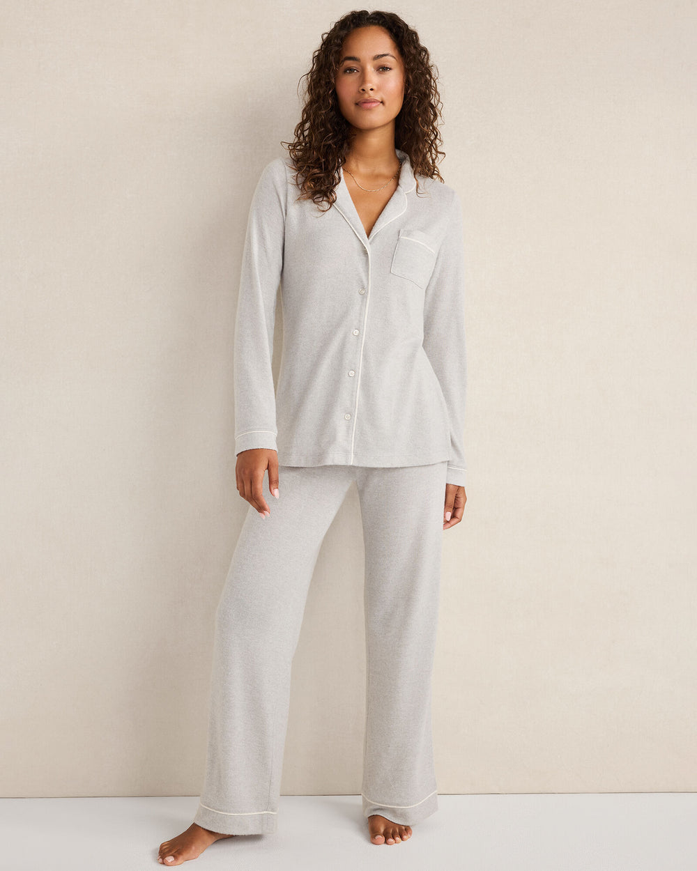 FROST HTHR|WAVE MARLED KNIT PAJAMA TOP | Talbots for sale