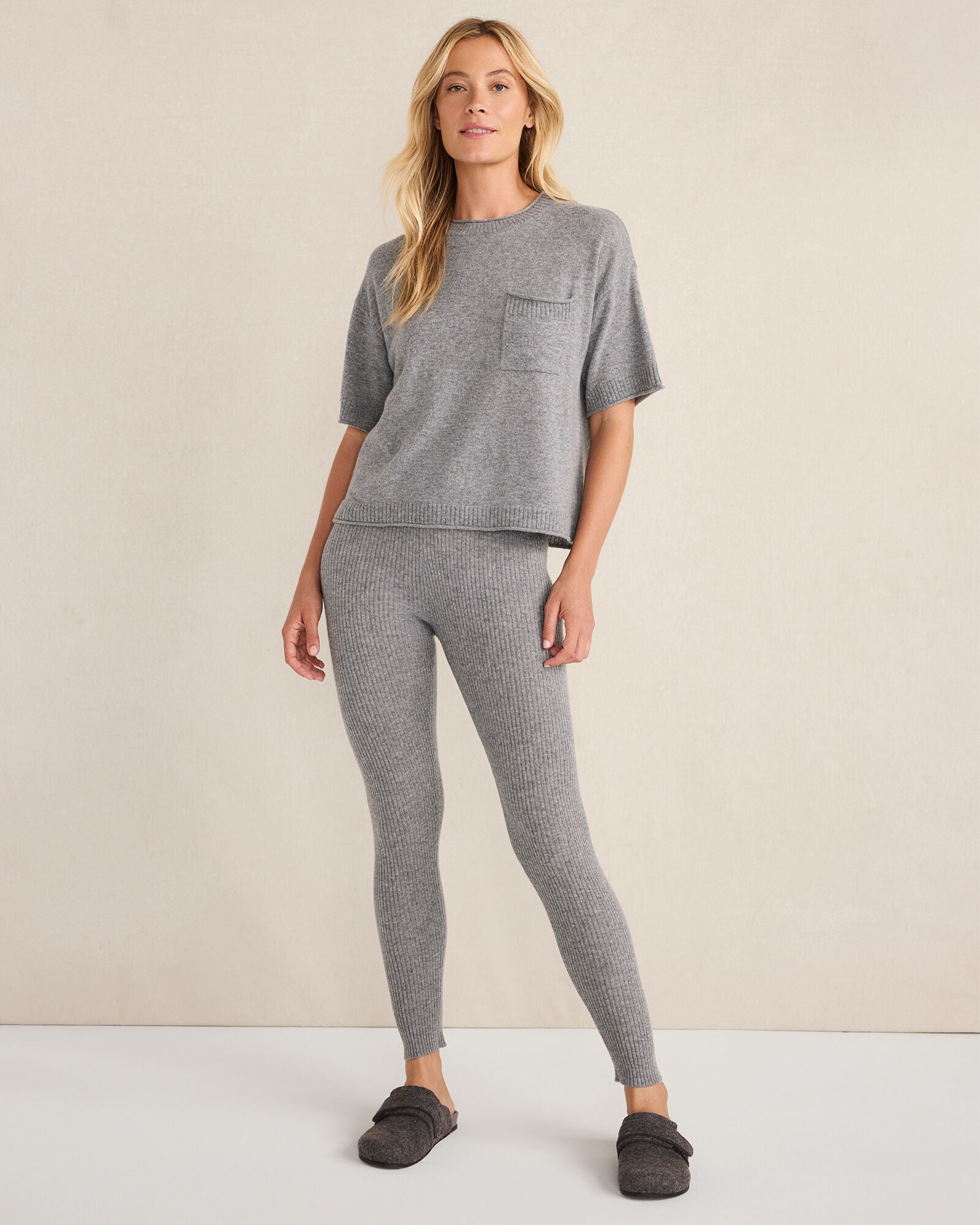 CUMULUS GREY CASHMERE POCKET TEE | Talbots sale