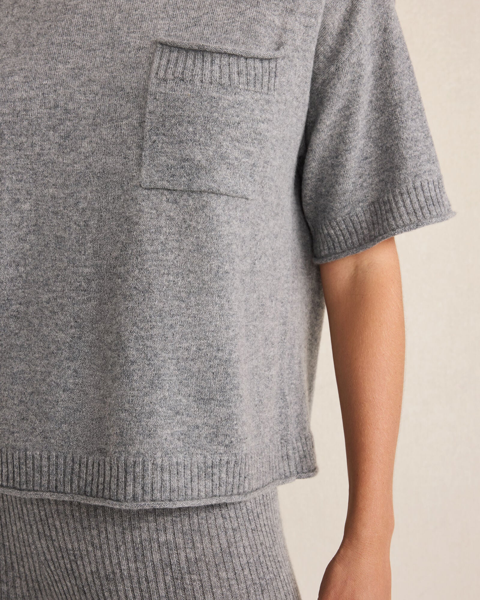 CUMULUS GREY CASHMERE POCKET TEE | Talbots sale