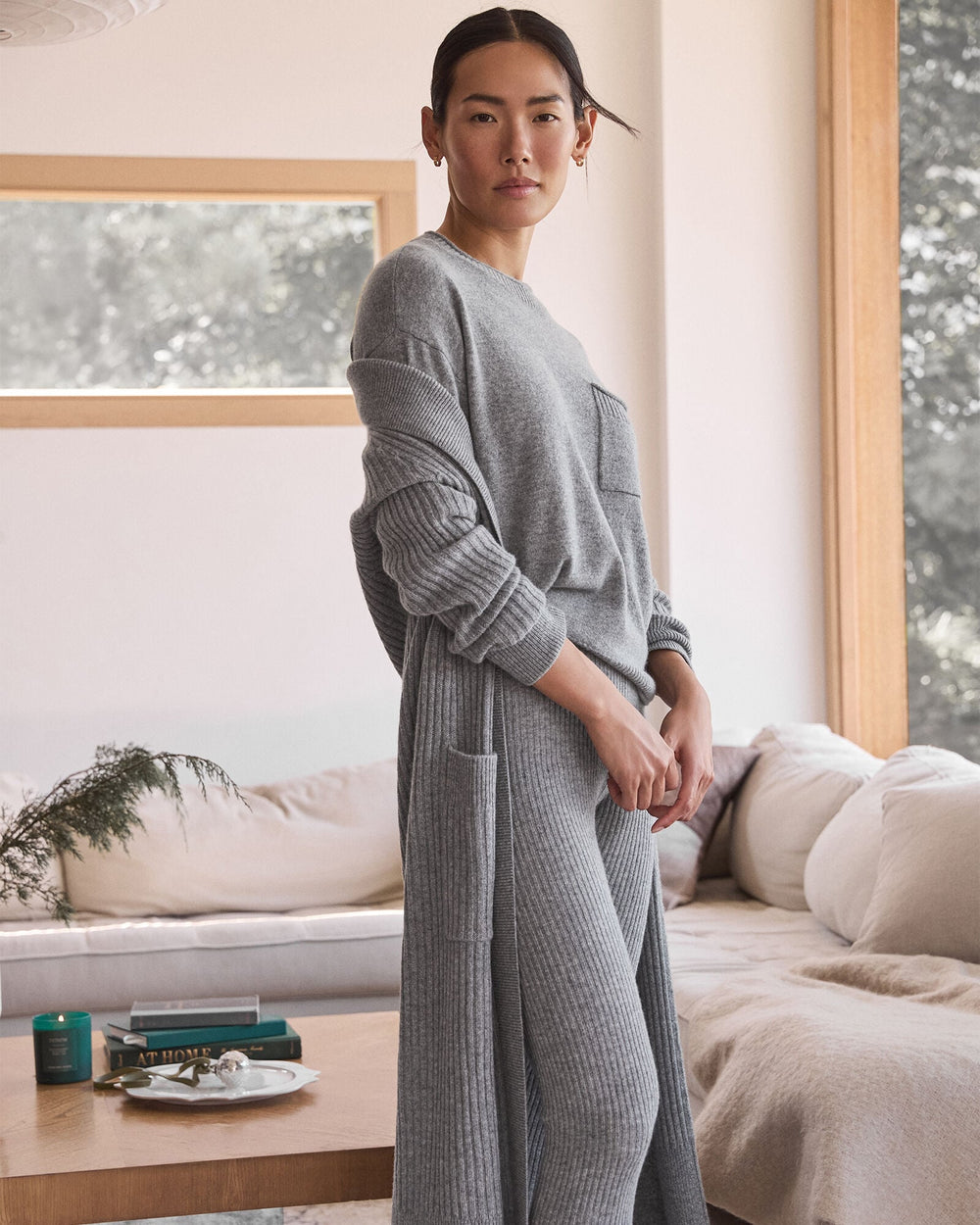 CUMULUS GREY CASHMERE POCKET TEE | Talbots on sale