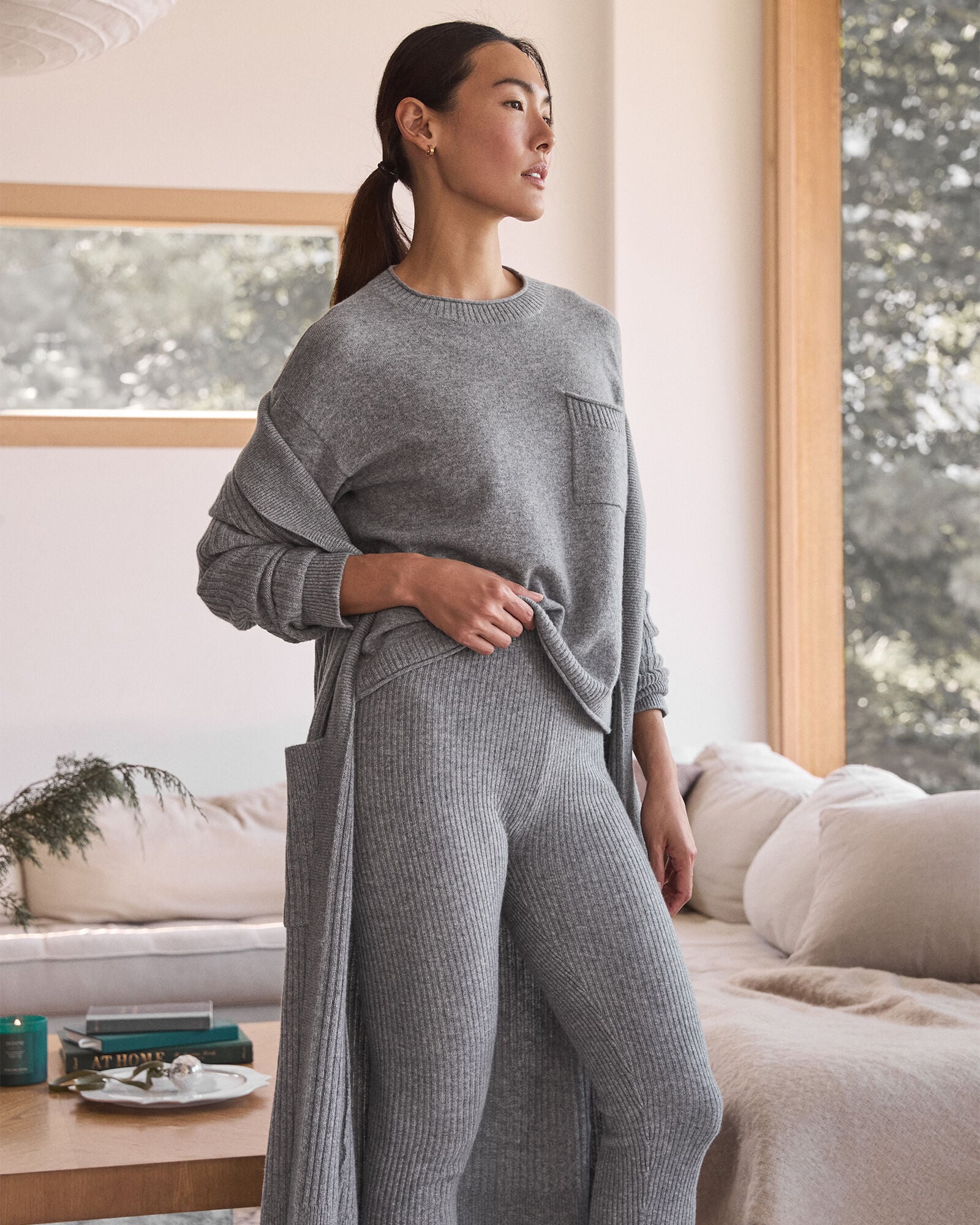 CUMULUS GREY CASHMERE POCKET TEE | Talbots on sale