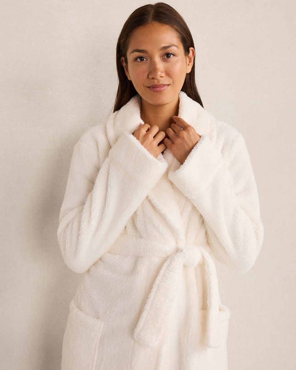 GLACIER FROST|IVORY|SALTY GREEN PLUSH ROBE | Talbots discount
