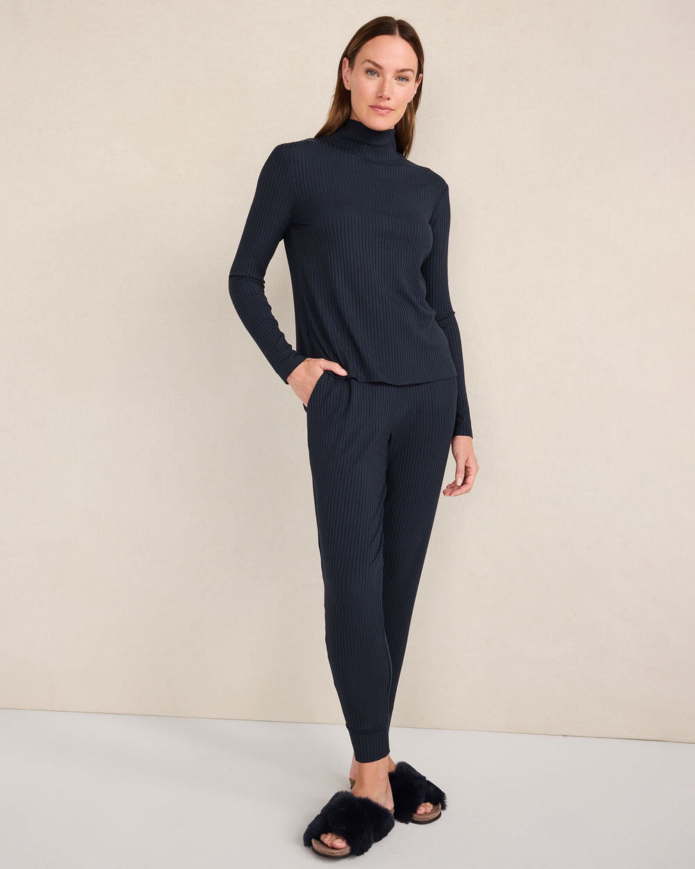 NIGHTENGALE|NIGHTFALL|IVORY DRAPEY RIB KNIT TURTLENECK | Talbots near me