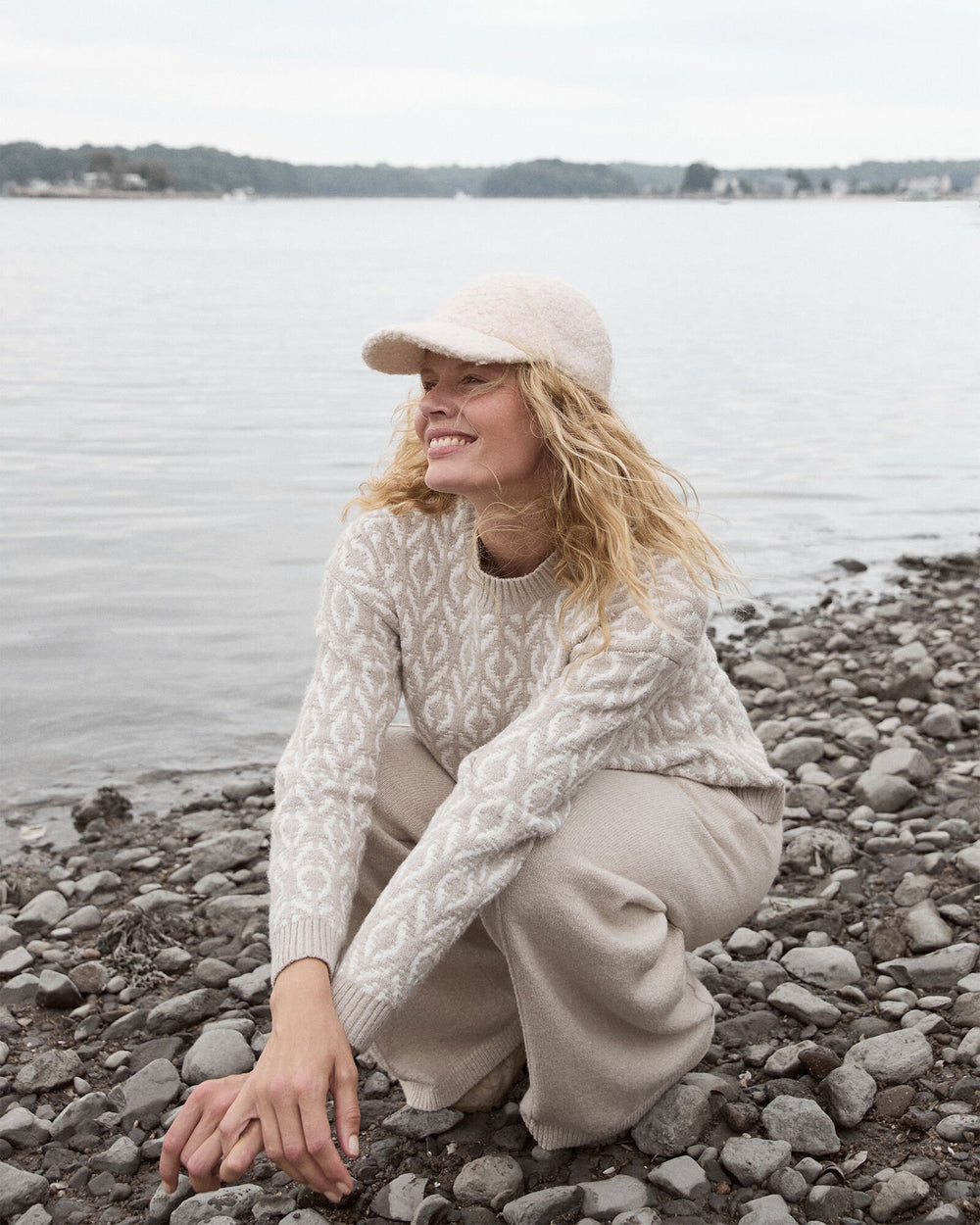 IVORY|NIGHTFALL|TULE FOG BOUCLE BASEBALL CAP | Talbots for sale