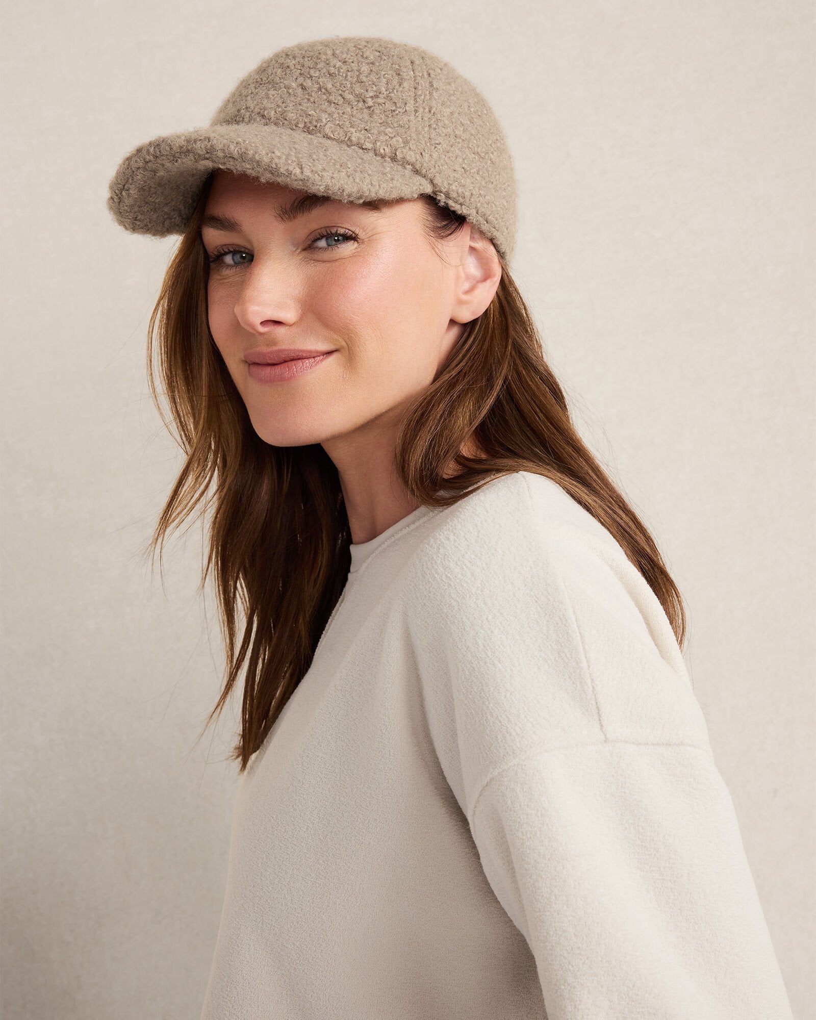 IVORY|NIGHTFALL|TULE FOG BOUCLE BASEBALL CAP | Talbots for sale