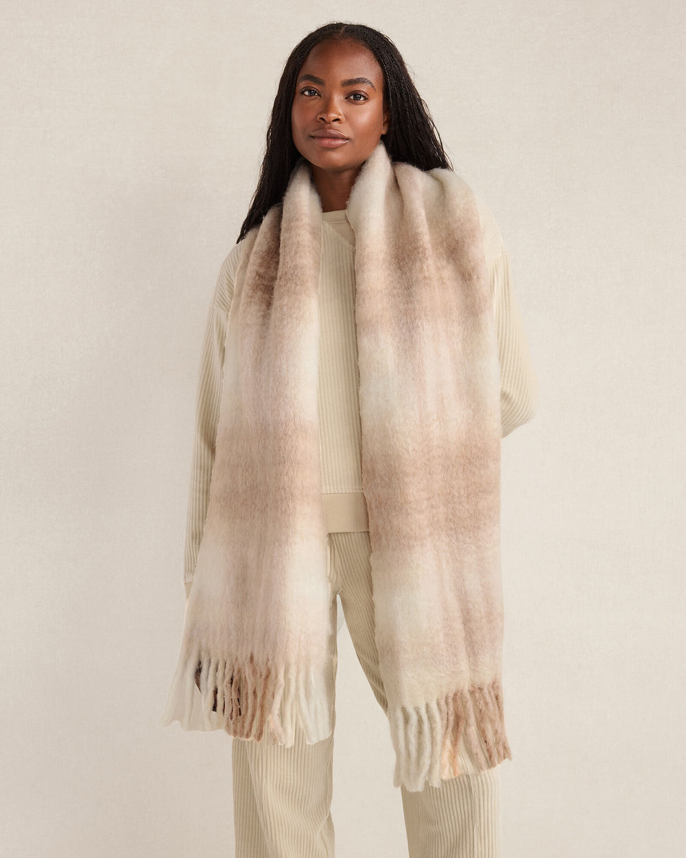 BLUE SAGE MULTI|CAMEL MULTI OVERSIZED PLAID SCARF | Talbots online