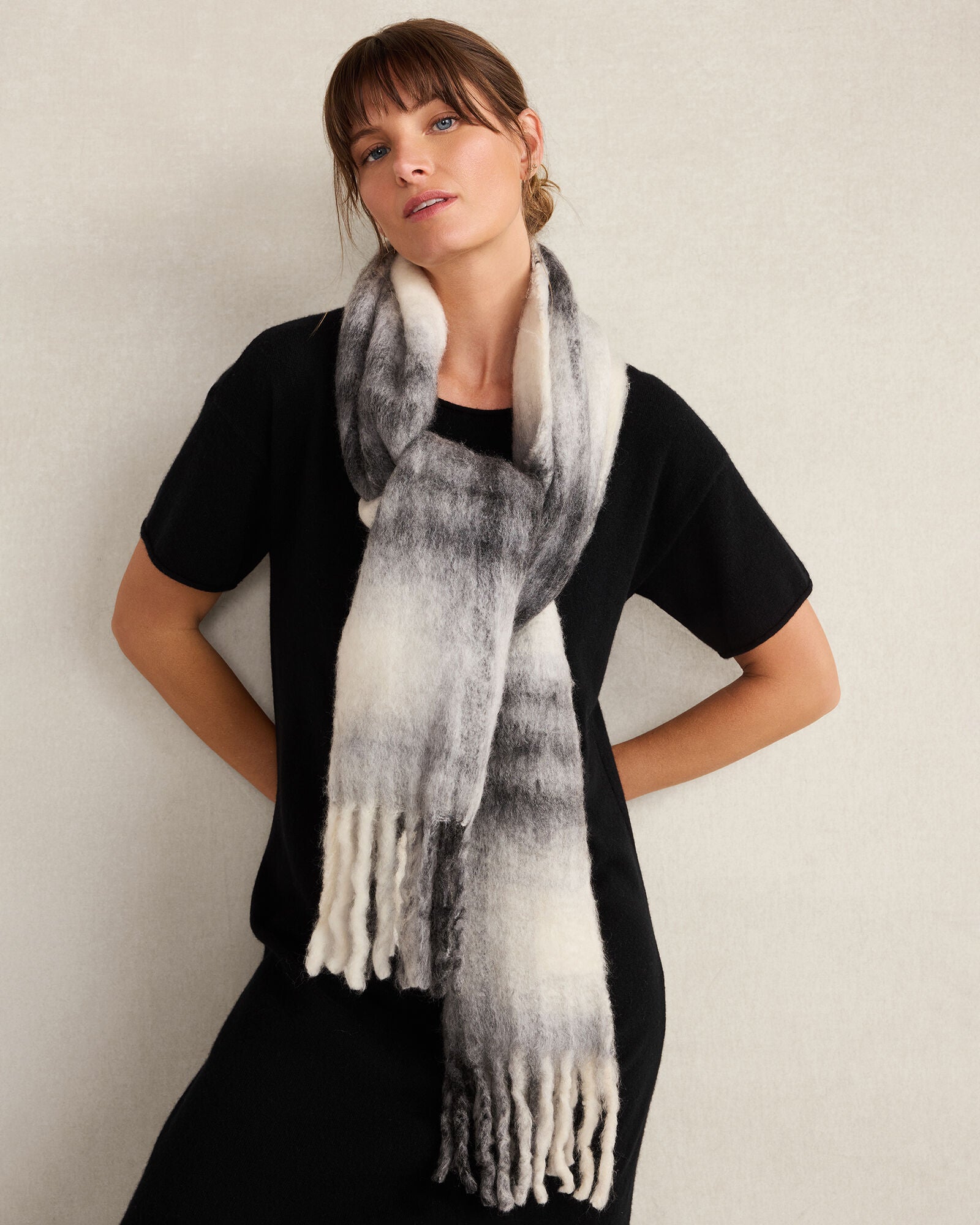 BLUE SAGE MULTI|CAMEL MULTI OVERSIZED PLAID SCARF | Talbots online