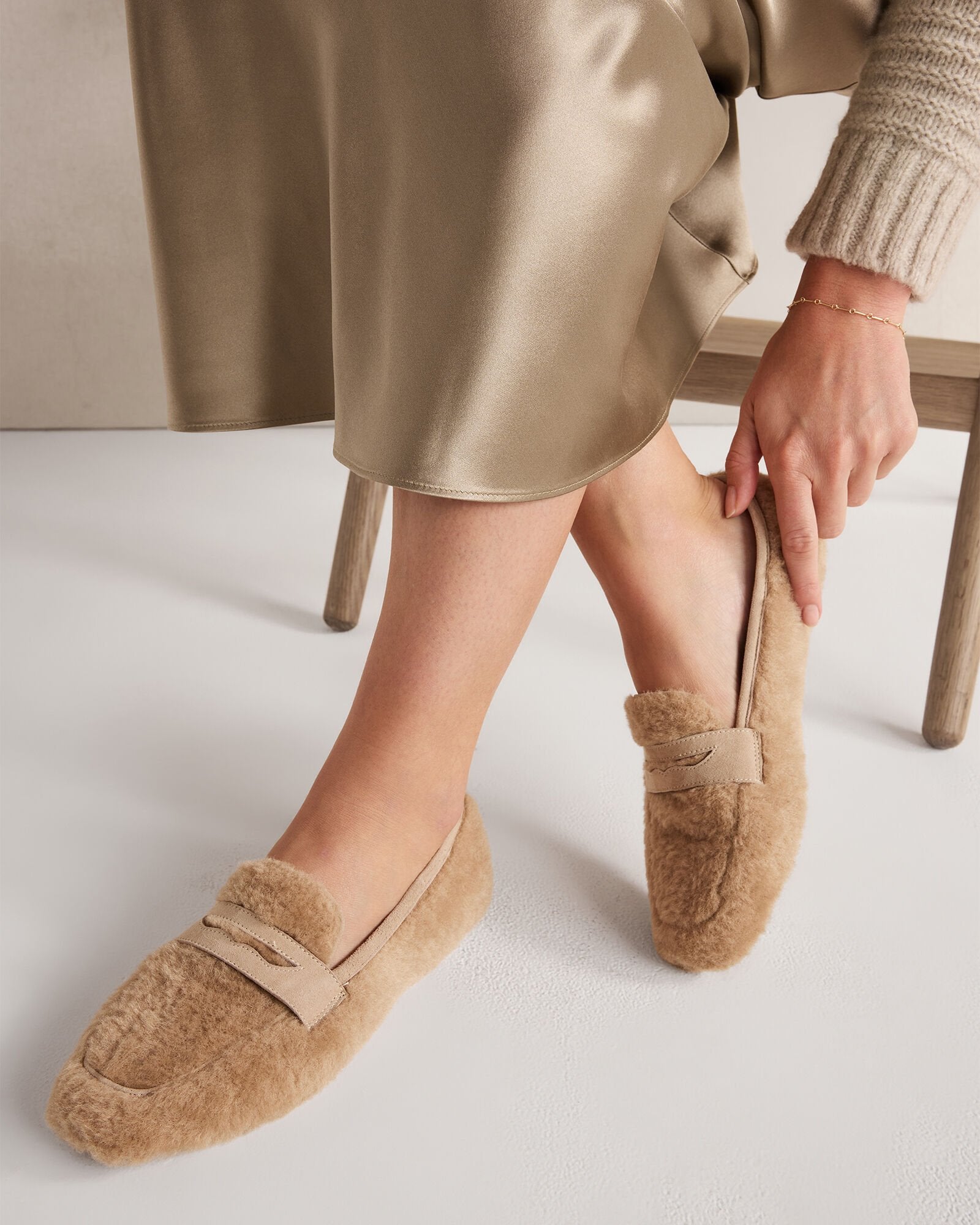 BURNT TOFFEE|PIGNOLI SHERPA AND LEATHER MOCCASINS | Talbots on sale