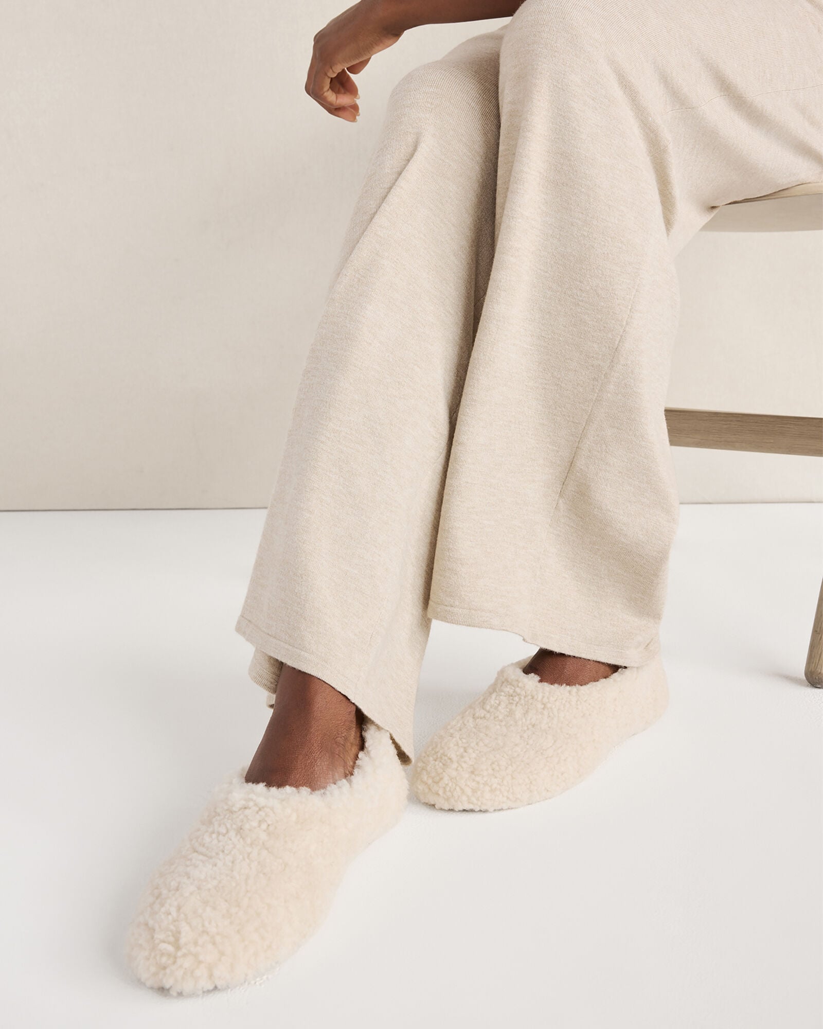NATURAL SHEARLING AND SUEDE SLIPPERS | Talbots US