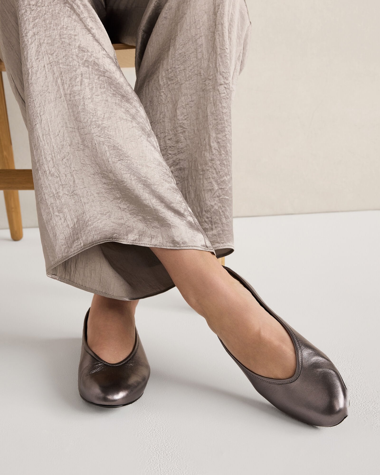 GUNMETAL SOFT LEATHER BALLET FLATS | Talbots near me