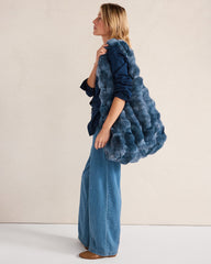 CREAM|FEATHER GREY|SEA BLUE FAUX FUR THROW BLANKET AND TOTE | Talbots sale