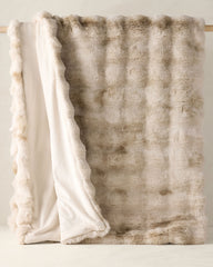 CREAM|FEATHER GREY|SEA BLUE FAUX FUR THROW BLANKET AND TOTE | Talbots sale