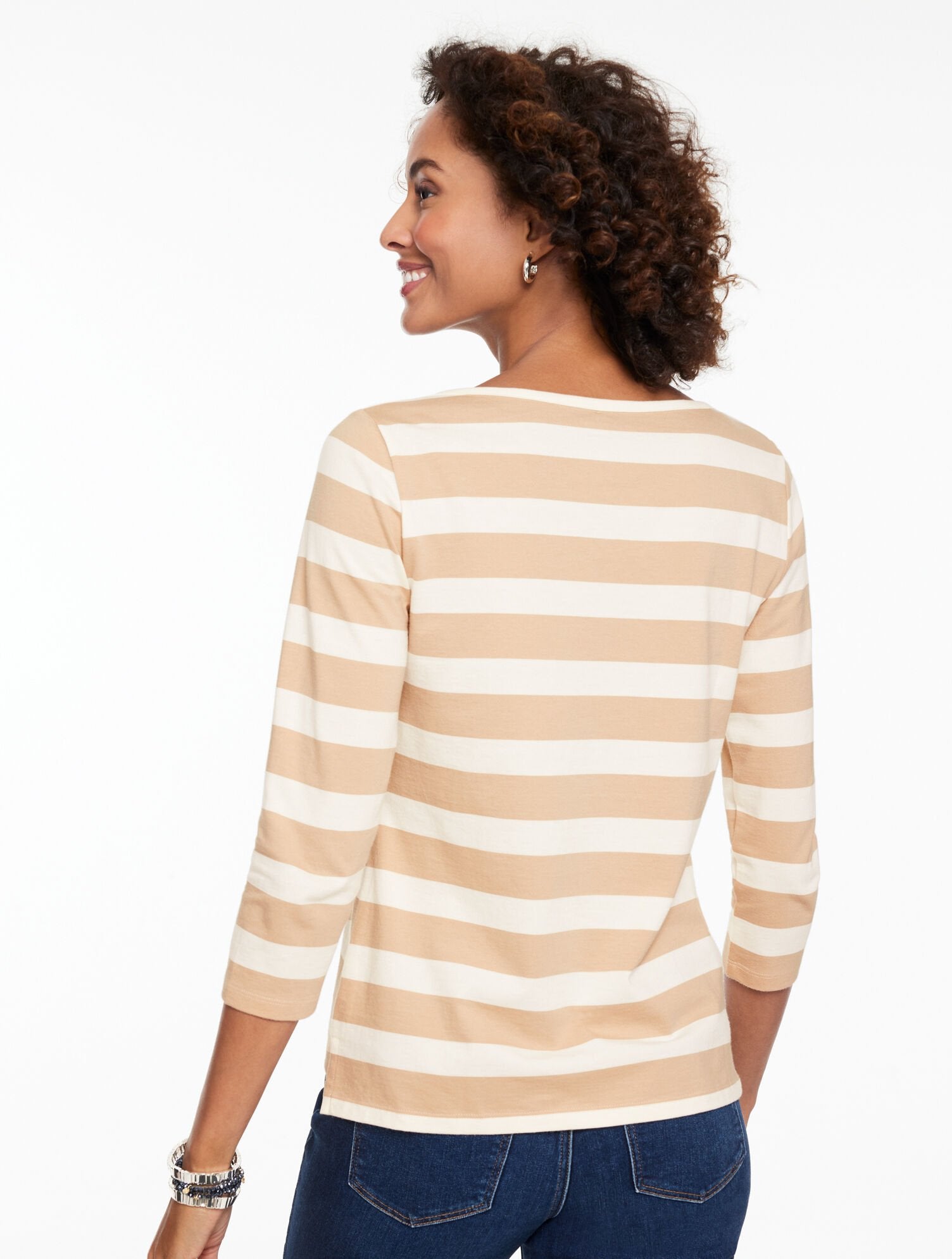 ISLAND SAND/IVORY ENVELOPE NECK TEE - BON VOYAGE | Talbots outlet