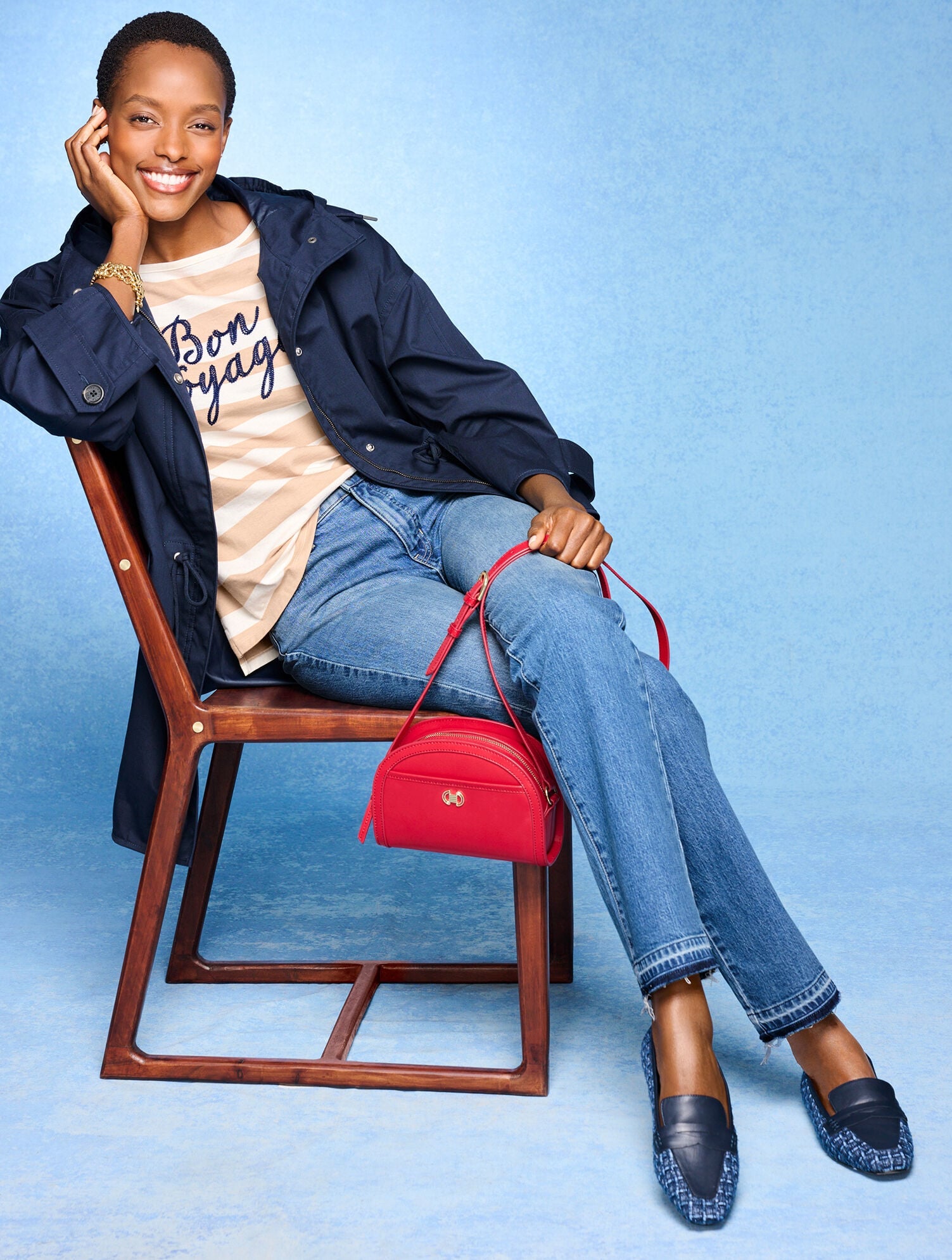 ISLAND SAND/IVORY ENVELOPE NECK TEE - BON VOYAGE | Talbots outlet